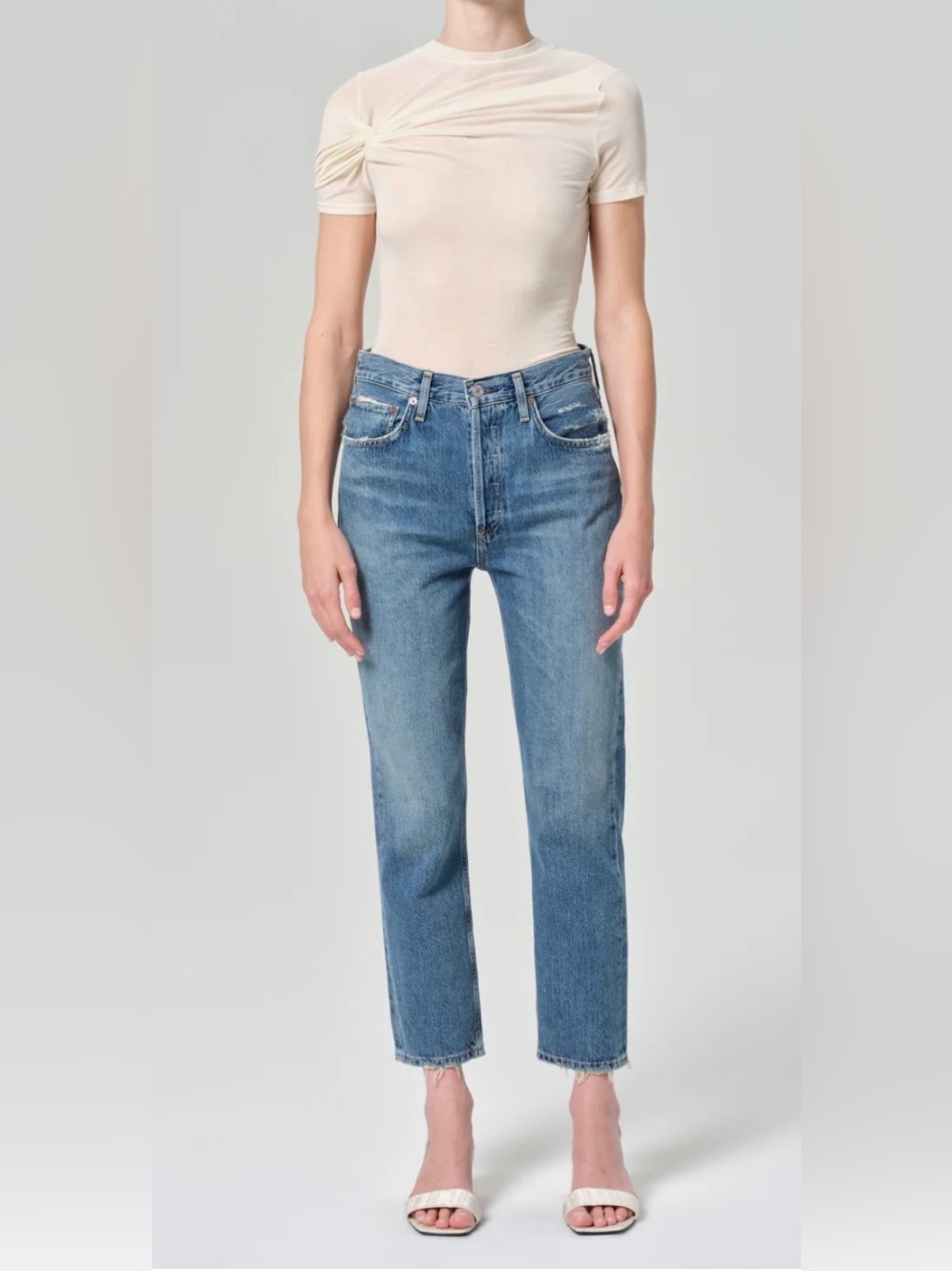 AGOLDE Riley Crop High Rise Straight Leg Jeans Size 23 Organic Cotton